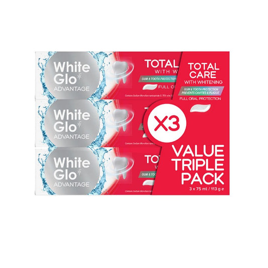 White Glo Total Care Toothpaste Value Triple Pack , 113g