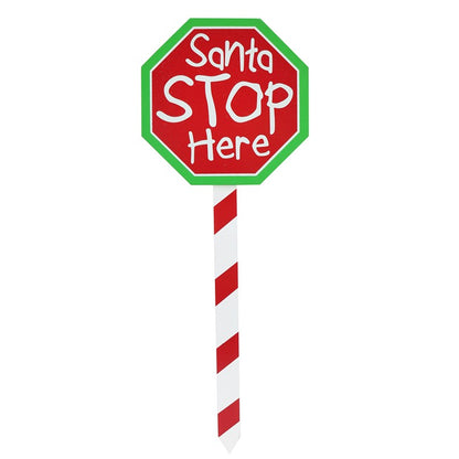 Santa Stop Here Stake, 40cm, Assorted