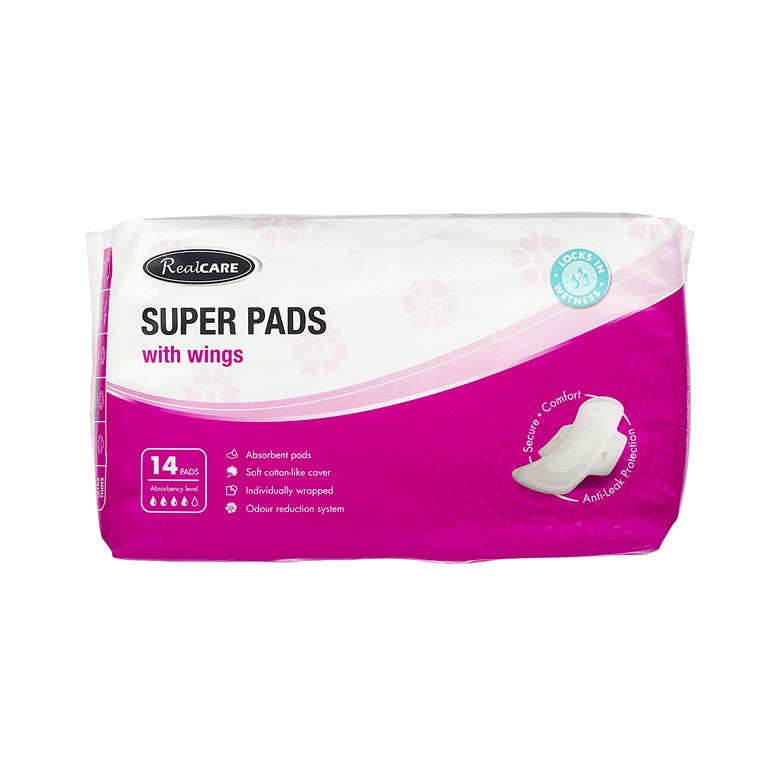 Real Care Pads Maxi Super w/ Wings, 14pk
