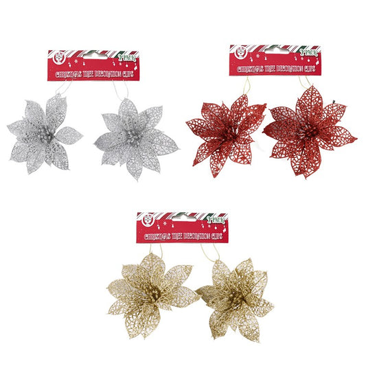 Poinsettia Decoration, 2pk
