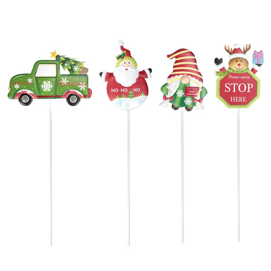 Christmas Metal Stop Here Sign, 60 x 14cm, Assorted