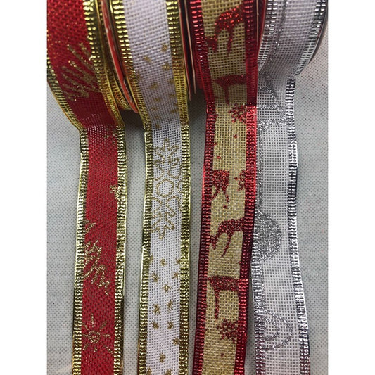 Christmas Ribbon Jute w/ Glitter, 2.5cm