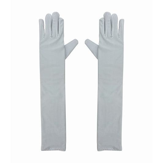 Party Satin Gloves Long, White
