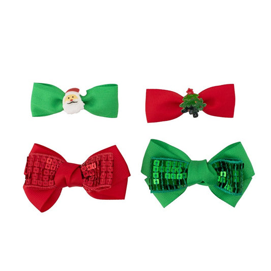 Christmas Bow Clips, 2pk, Assorted