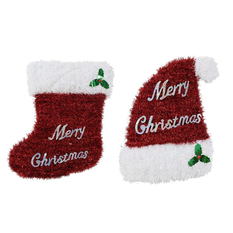 Tinsel Deco Plaque, 50cm, Assorted