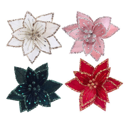 Deluxe Jewel Poinsettia Clip, Assorted