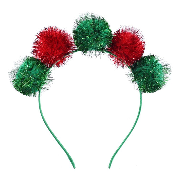 Pom Pom Tinsel Headband, Assorted