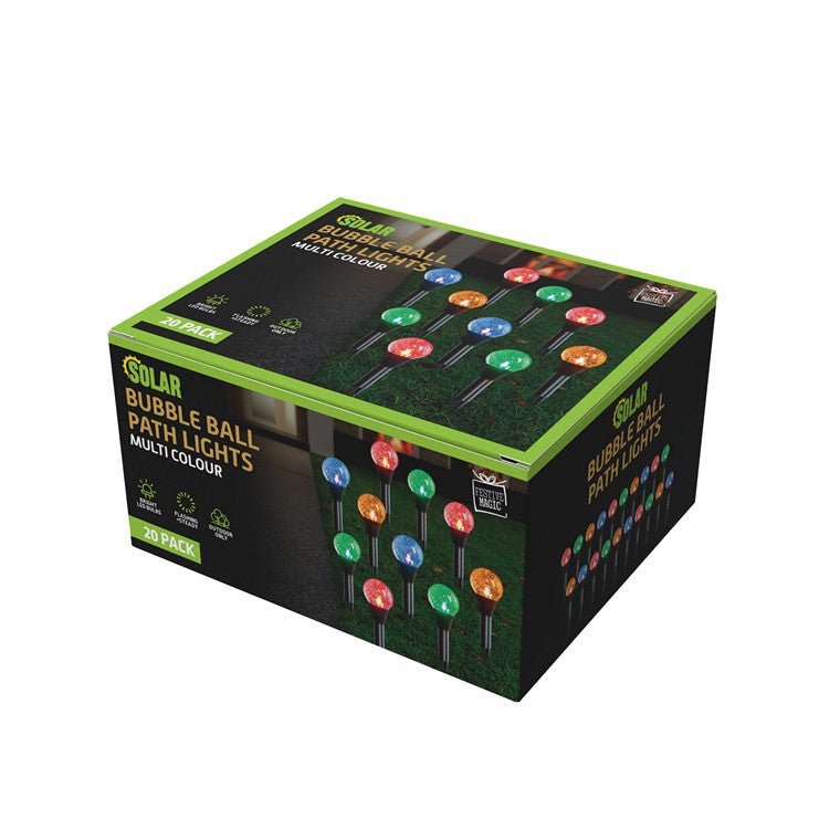 Solar LED Bubble Ball Lights, 20pk, Multi