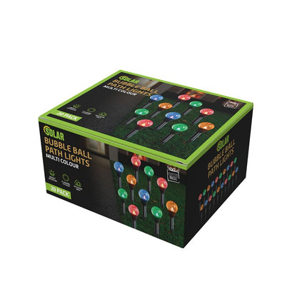 Solar LED Bubble Ball Lights, 20pk, Multi