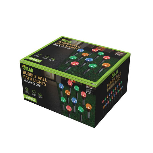 Solar LED Bubble Ball Lights, 20pk, Multi