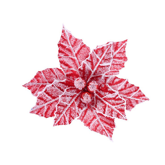 Snowy Berry Poinsettia Clip, Assorted