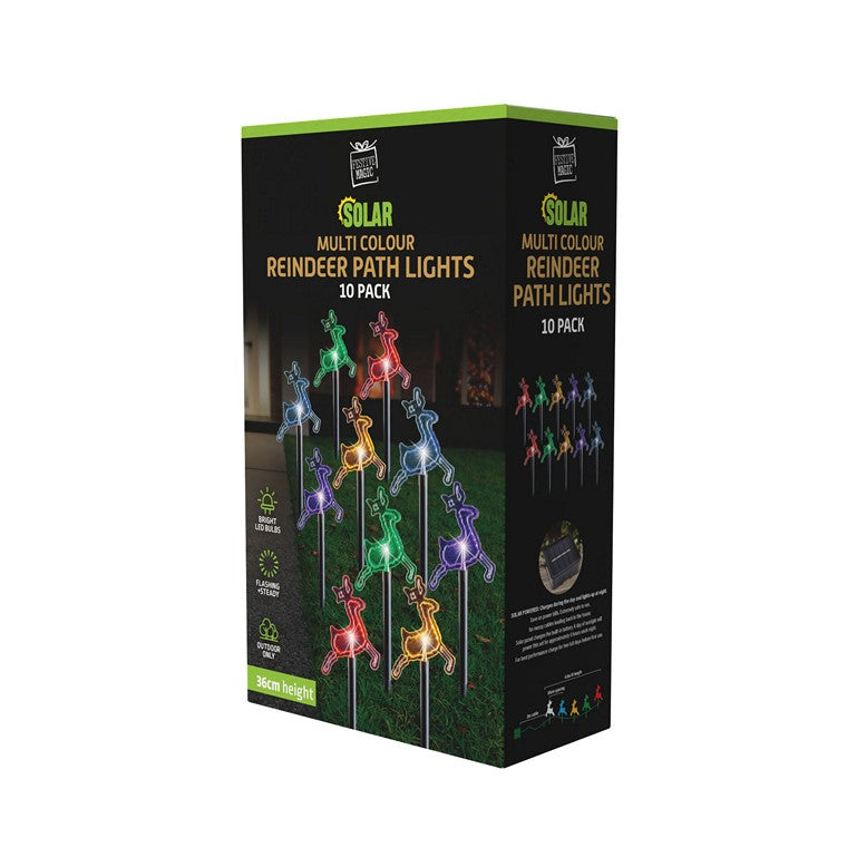 Solar LED Reindeer Path Lights, 10pk, Multi