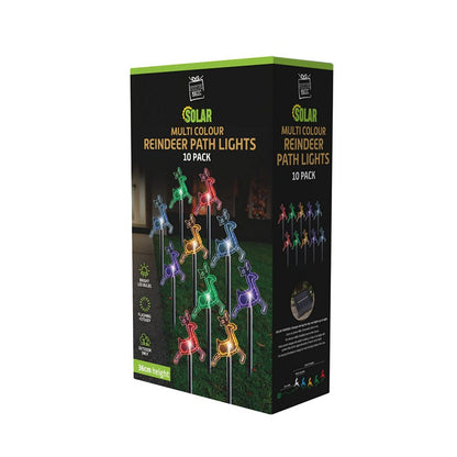 Solar LED Reindeer Path Lights, 10pk, Multi