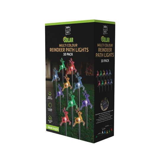 Solar LED Reindeer Path Lights, 10pk, Multi