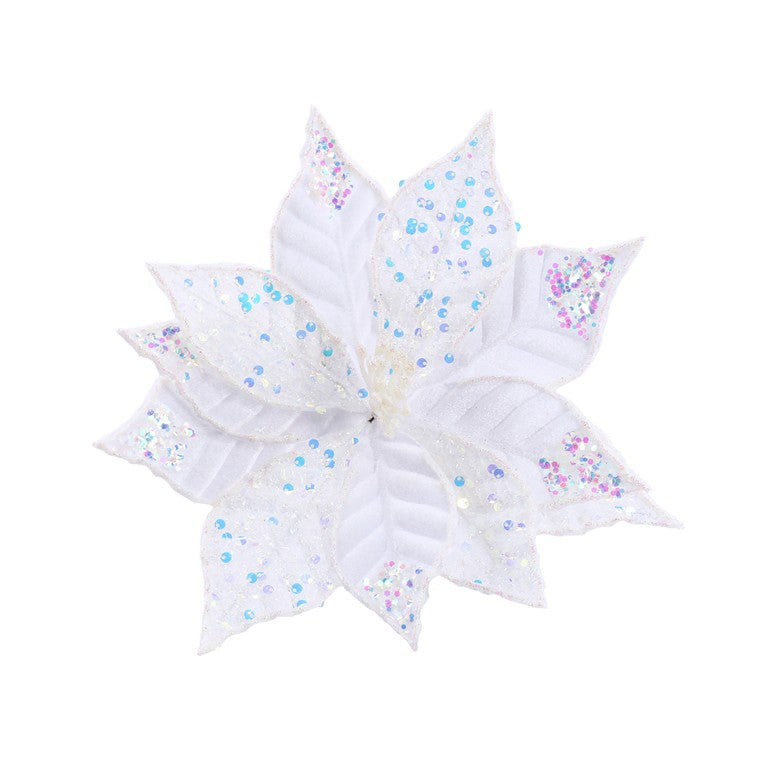 Iridescent Sequins Poinsettia Clip