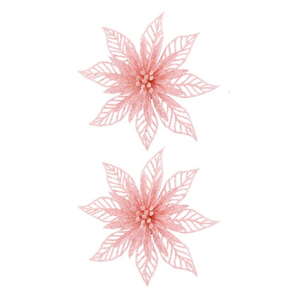 Pastel Glitter Poinsettia Clip, 2pk, Assorted