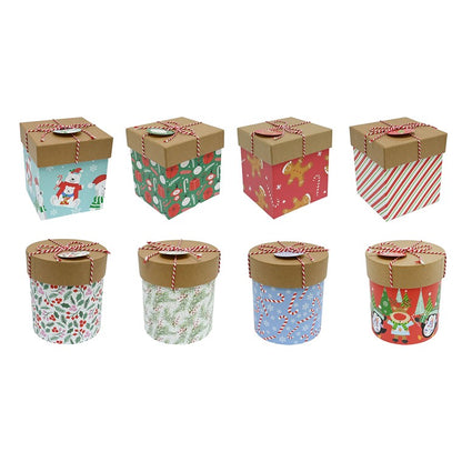 Christmas  Kraft Gift Box w/ String, Assorted Designs