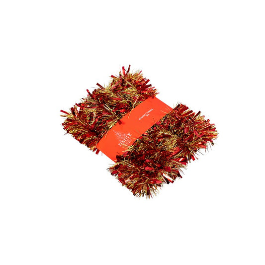 Christmas Tinsel Chunky Red w/ Gold, 3m