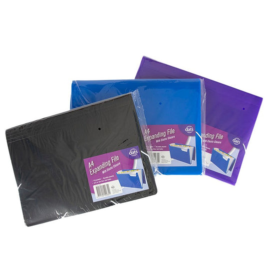 A4 Expanding File w/ Elastic Closure, Asstd