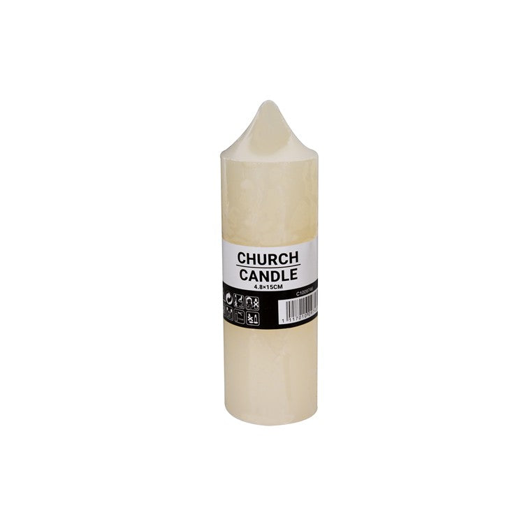 Church Candle Slim, White, Medium