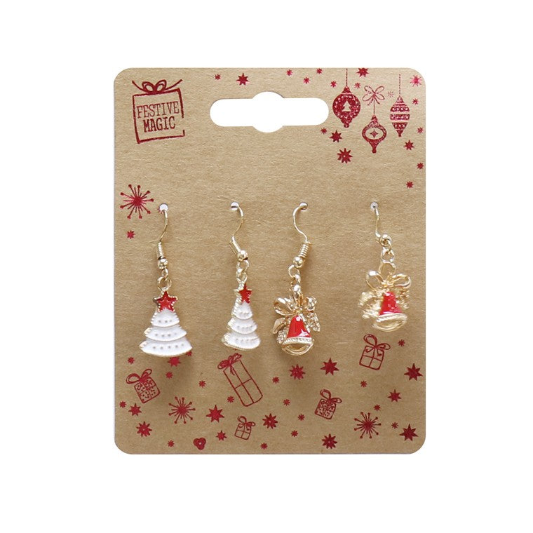 Christmas Dangly Earrings, 2pk, Assorted