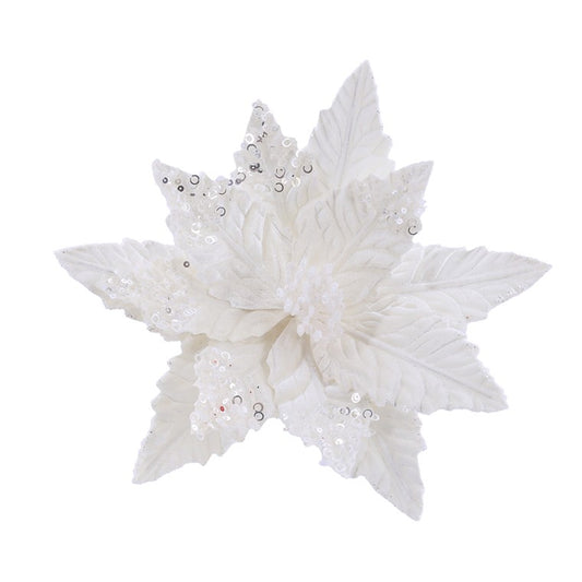 Powderpuff Poinsettia Clip, Assorted
