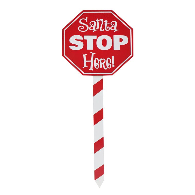 Santa Stop Here Stake, 40cm, Assorted