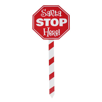 Santa Stop Here Stake, 40cm, Assorted