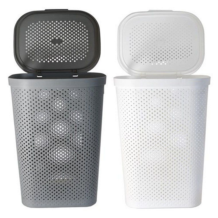 Hudson Laundry Hamper w/ Lid, 60L , Asstd