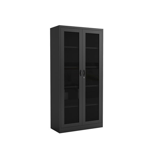 Metal 2 Door Glass Cabinet, Black
