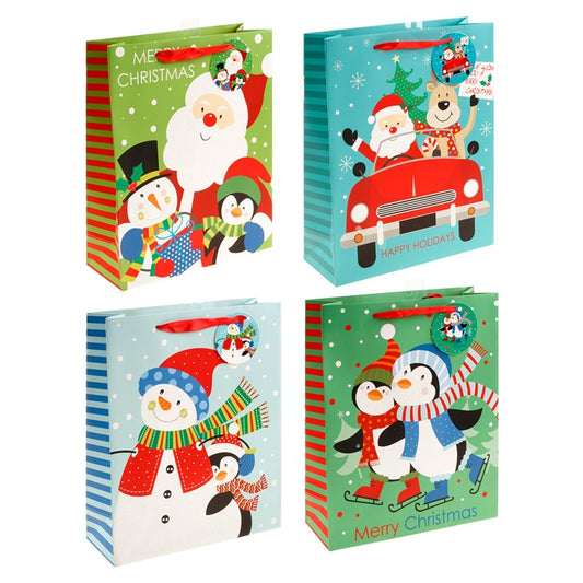 Christmas Giftbag, Kids Glitter, Large, Asstd