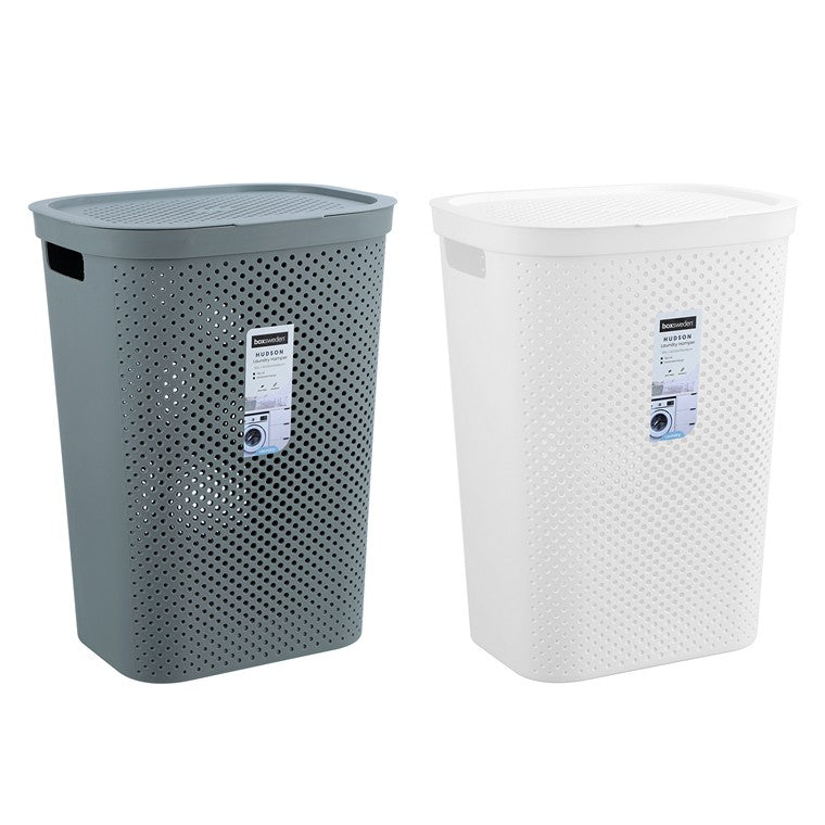 Hudson Laundry Hamper w/ Lid, 60L , Asstd