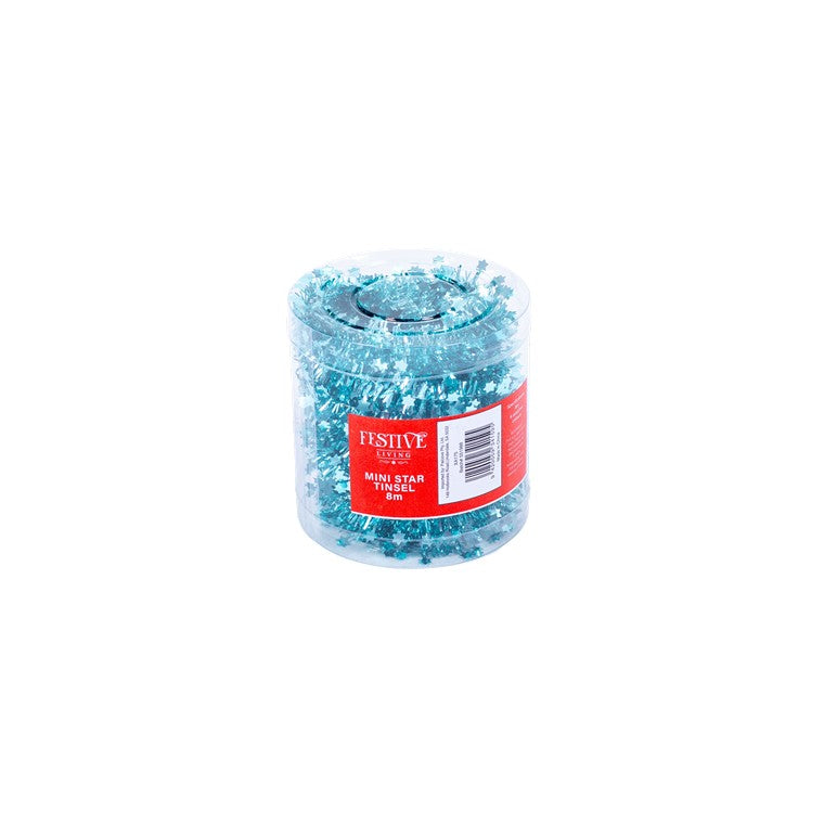 Christmas Tinsel Mini Star, 8m, Assorted