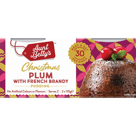 Aunt Bettys Single Serve Xmas Plum Pudding, 2pk, 220gm