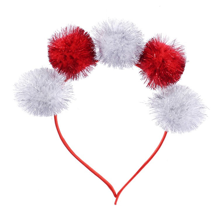 Pom Pom Tinsel Headband, Assorted