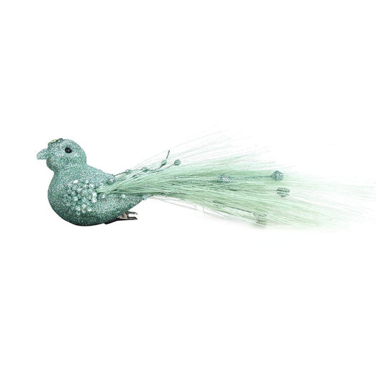 Mint Glitter Bird, 18cm