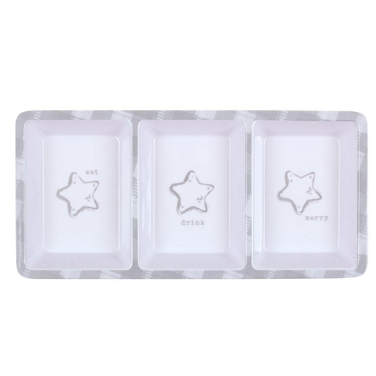 Melamine Christmas 3 Section Tray, Rectangle, Asstd