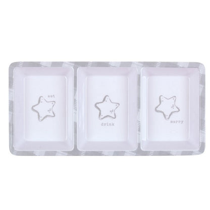 Melamine Christmas 3 Section Tray, Rectangle, Asstd