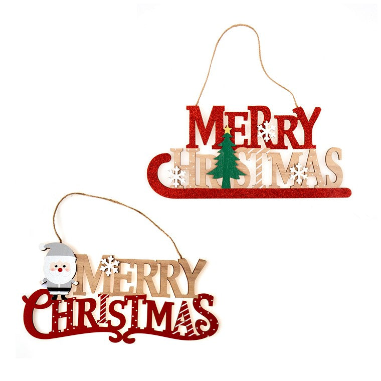 Merry Christmas Hanging Sign, 31 x 14cm, Assorted