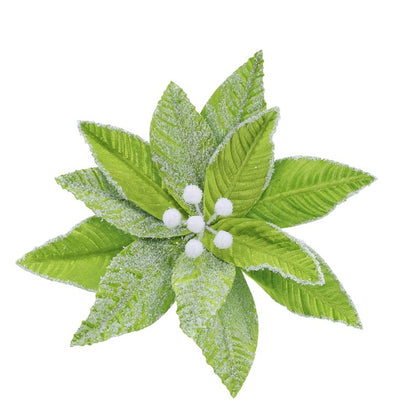 Mean Green Snowy Poinsettia Clip, Assorted