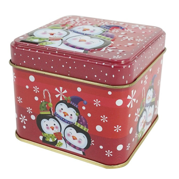 Xmas Gift Box Mini Square Tin, 75cm, Asstd Designs