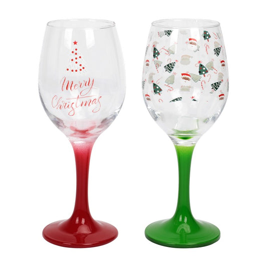 Christmas Printed Wine Glass, Assorted