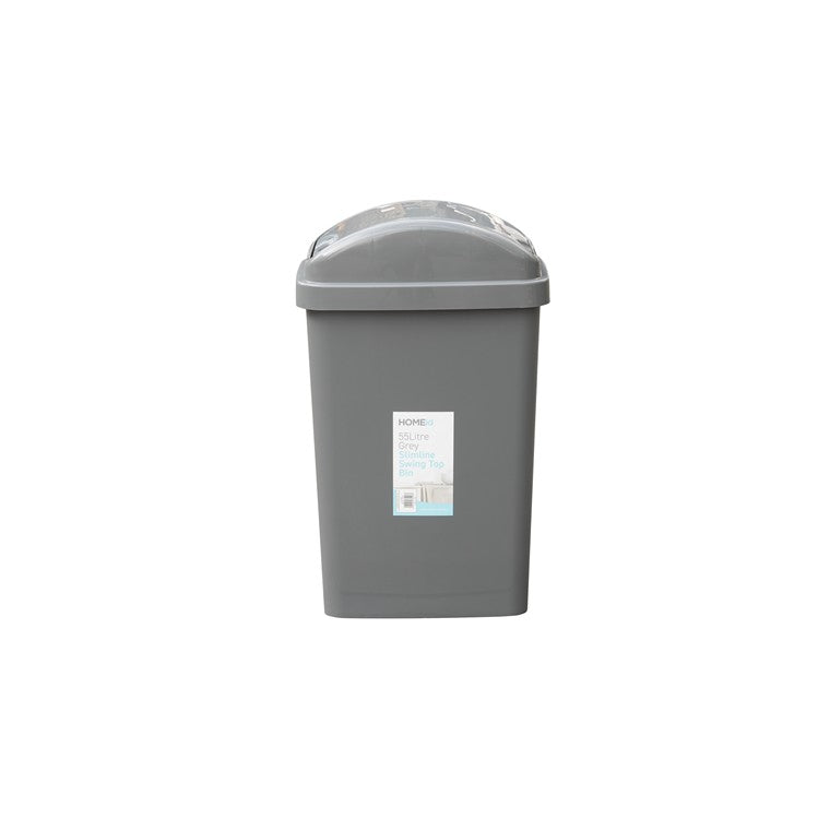 Slimline Swing Bin, Grey, 55L