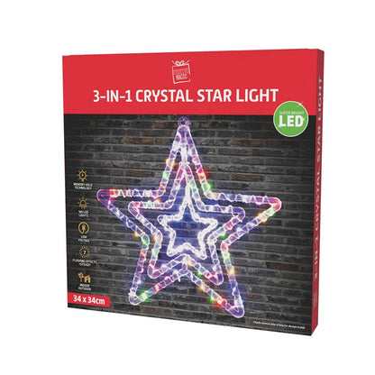 Flashing 3-in-1 Star, 34cm, Assorted