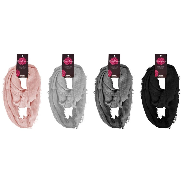 Tube Scarf w/ Fringe, 4 Asstd Colours