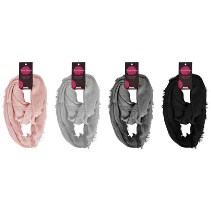 Tube Scarf w/ Fringe, 4 Asstd Colours