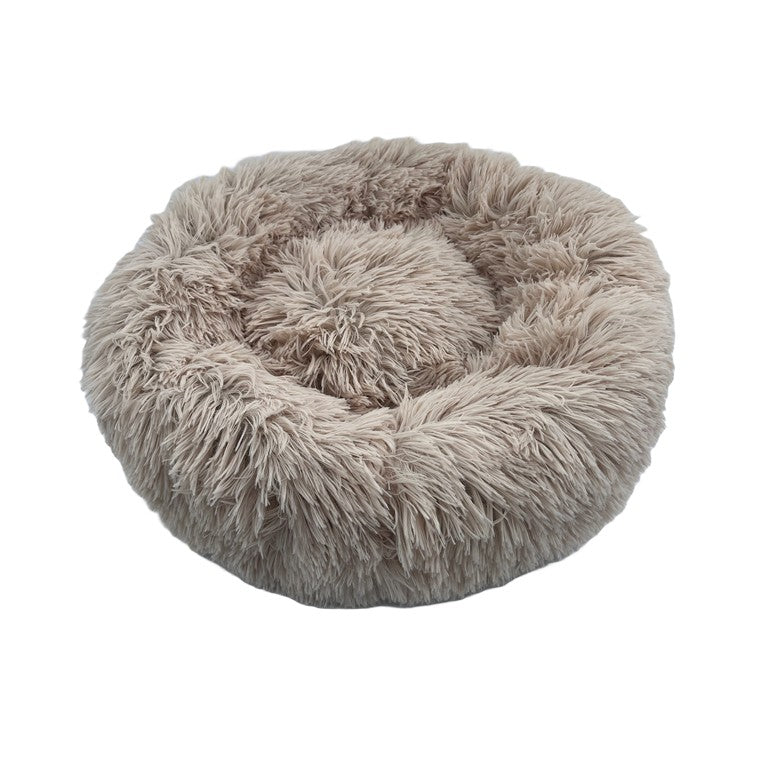 Calming Plush Round Bed, Beige, Small