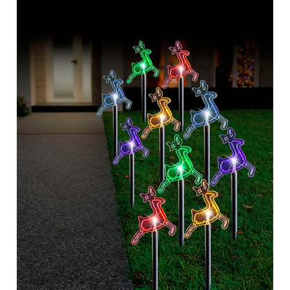 Solar LED Reindeer Path Lights, 10pk, Multi