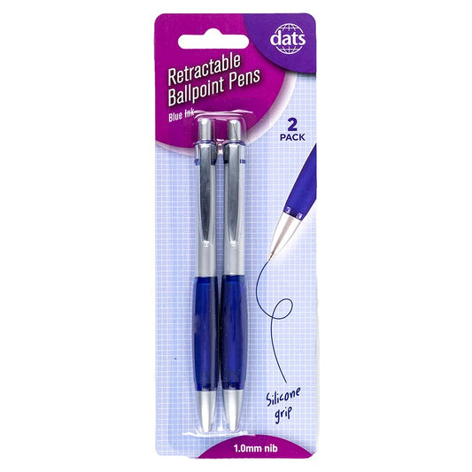 Retractable Ballpoint Pens, 2pk
