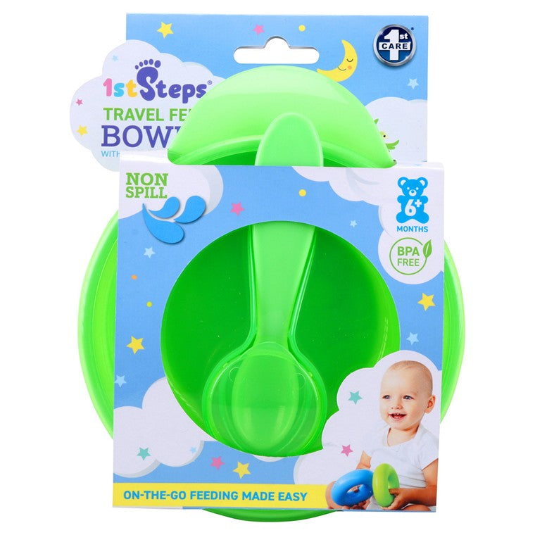 1st Steps  Bowl w/ Spoon and Lid, 2 Asstd Colours